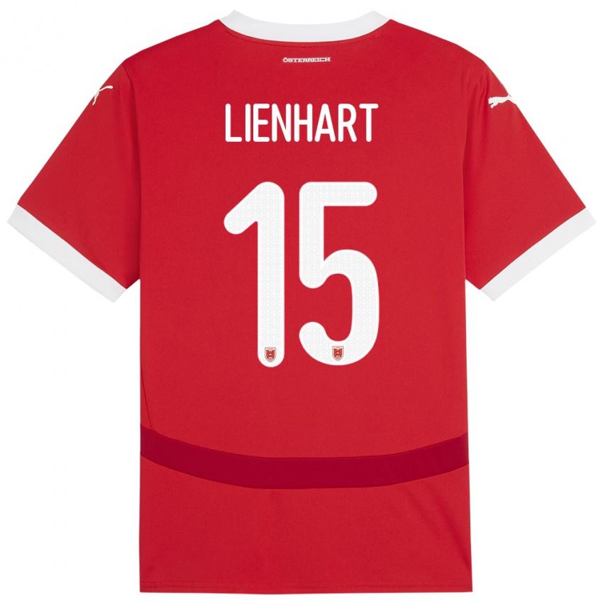 Bambino Maglia Austria Philipp Lienhart #15 Rosso Kit Gara Home 24-26 Maglietta