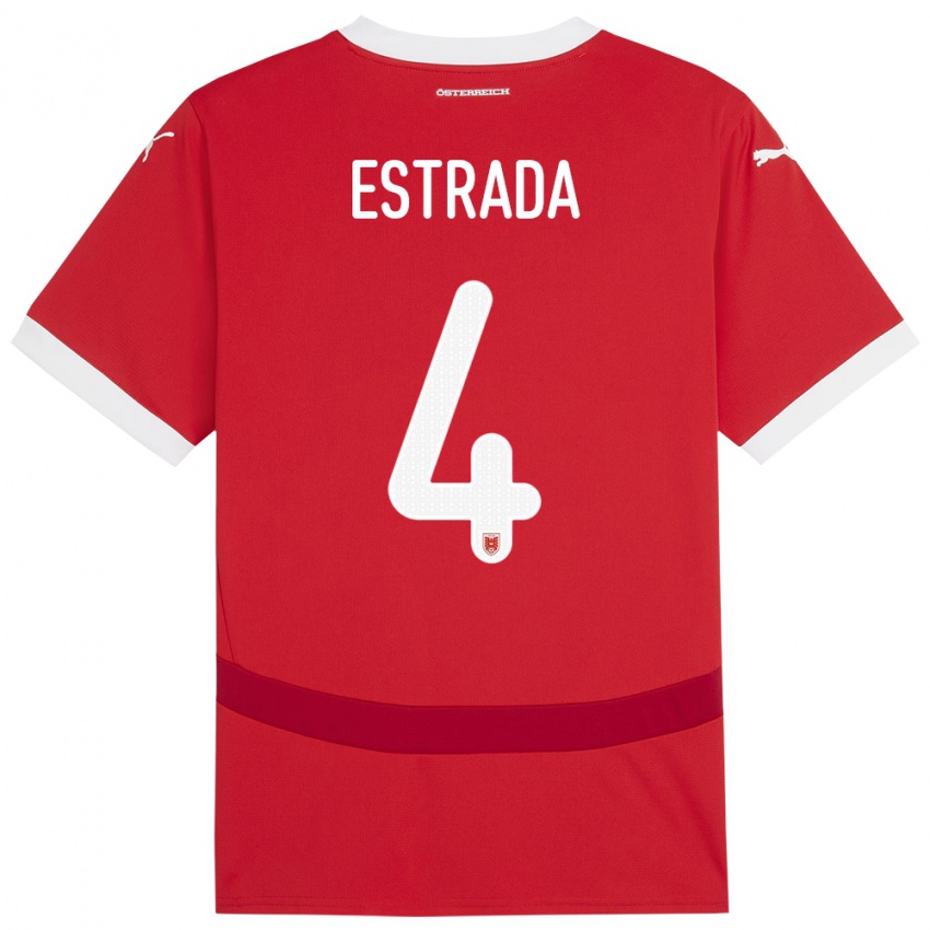 Bambino Maglia Austria Pascal Estrada #4 Rosso Kit Gara Home 24-26 Maglietta