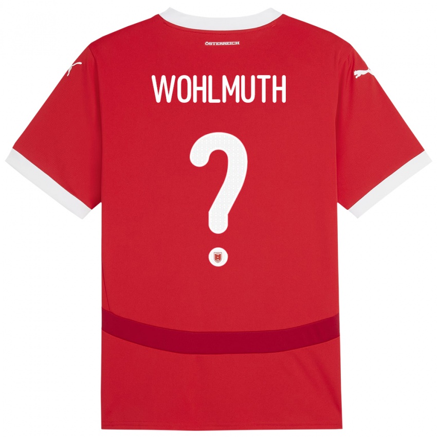 Bambino Maglia Austria Fabian Wohlmuth #0 Rosso Kit Gara Home 24-26 Maglietta