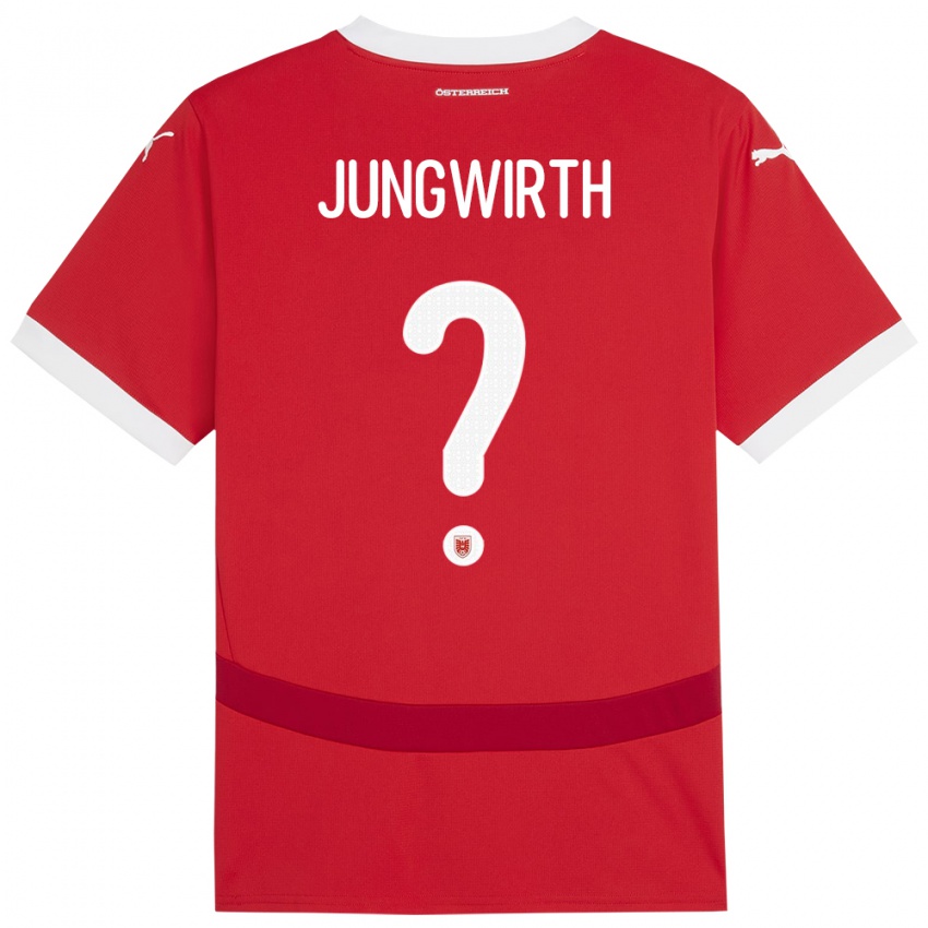 Bambino Maglia Austria Lukas Jungwirth #0 Rosso Kit Gara Home 24-26 Maglietta