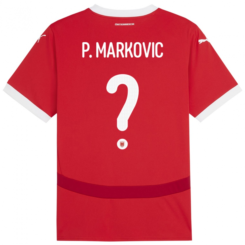 Bambino Maglia Austria Petar Markovic #0 Rosso Kit Gara Home 24-26 Maglietta