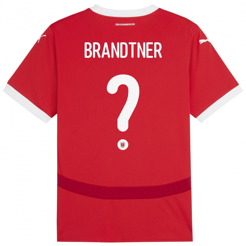 Bambino Maglia Austria Jakob Brandtner #0 Rosso Kit Gara Home 24-26 Maglietta