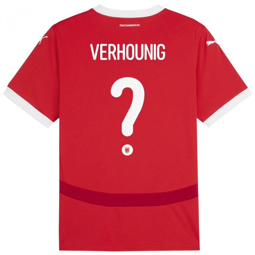 Bambino Maglia Austria Phillip Verhounig #0 Rosso Kit Gara Home 24-26 Maglietta