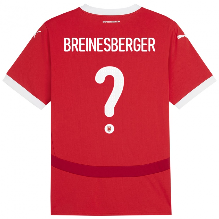 Bambino Maglia Austria Christoph Breinesberger #0 Rosso Kit Gara Home 24-26 Maglietta