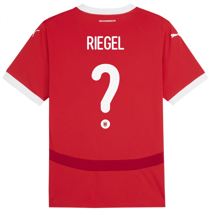 Bambino Maglia Austria Adrian Riegel #0 Rosso Kit Gara Home 24-26 Maglietta