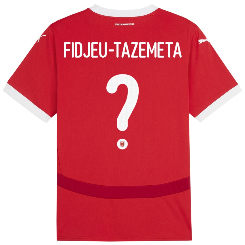 Bambino Maglia Austria Thierry Fidjeu-Tazemeta #0 Rosso Kit Gara Home 24-26 Maglietta