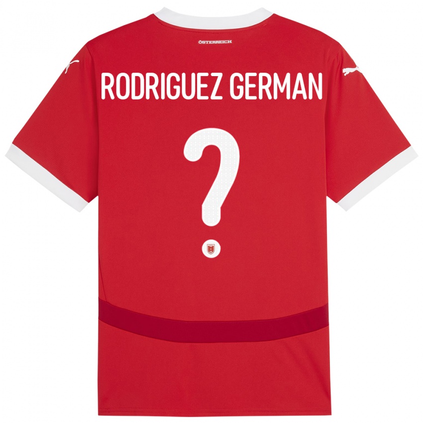 Bambino Maglia Austria Ryan Rodriguez German #0 Rosso Kit Gara Home 24-26 Maglietta