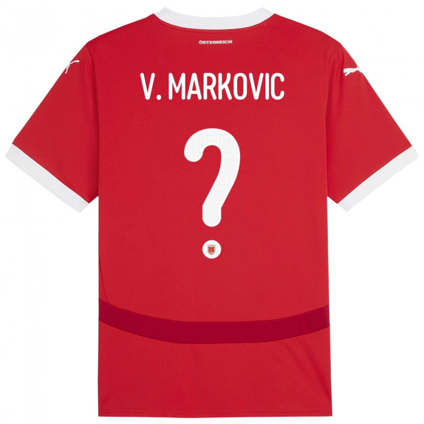 Bambino Maglia Austria Vasilije Markovic #0 Rosso Kit Gara Home 24-26 Maglietta