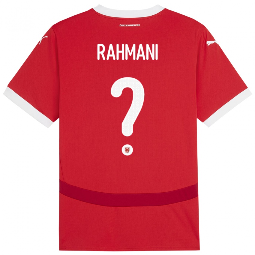 Bambino Maglia Austria Edvin Rahmani #0 Rosso Kit Gara Home 24-26 Maglietta