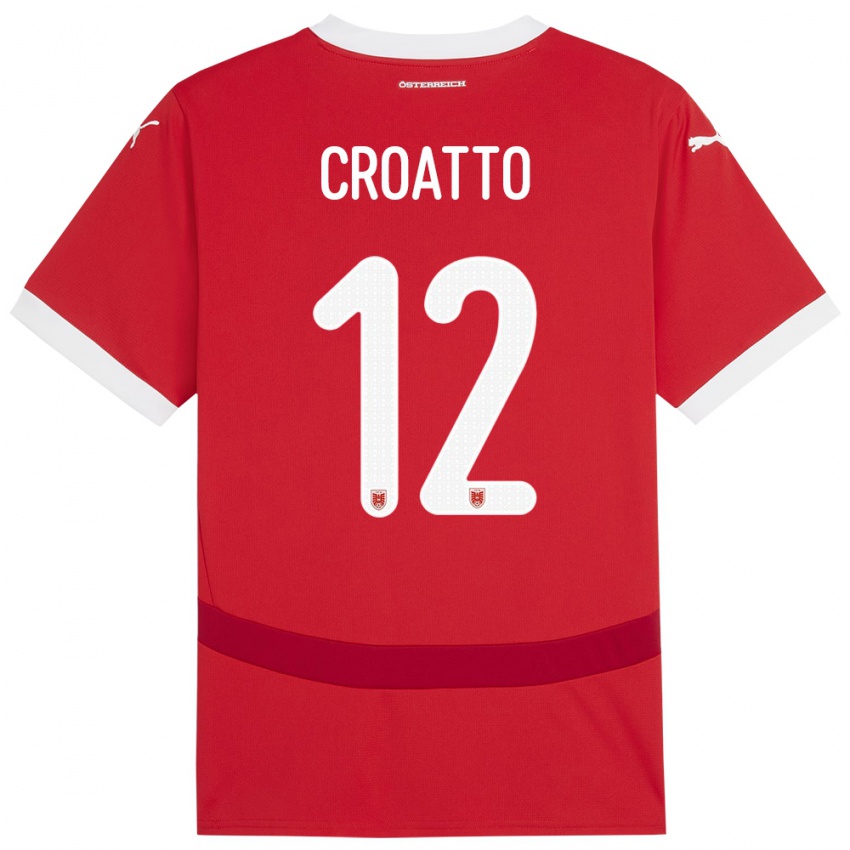 Bambino Maglia Austria Michela Croatto #12 Rosso Kit Gara Home 24-26 Maglietta