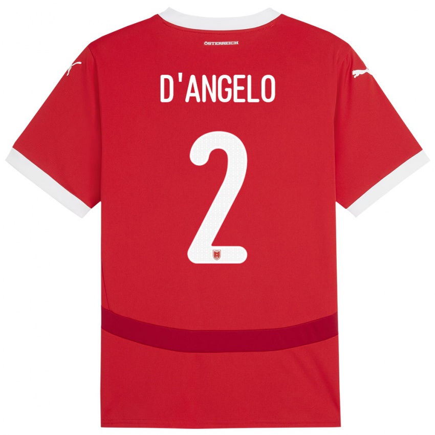 Bambino Maglia Austria Chiara D’angelo #2 Rosso Kit Gara Home 24-26 Maglietta