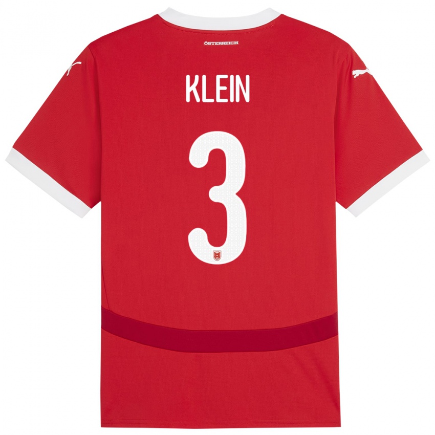 Bambino Maglia Austria Jennifer Klein #3 Rosso Kit Gara Home 24-26 Maglietta