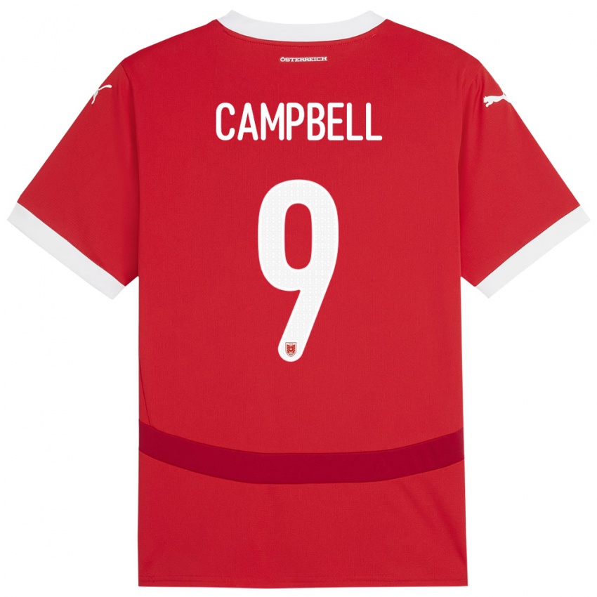 Bambino Maglia Austria Eileen Campbell #9 Rosso Kit Gara Home 24-26 Maglietta