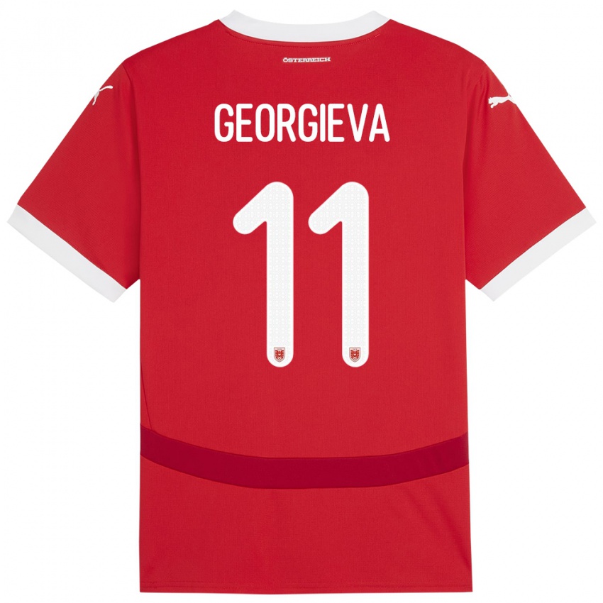 Bambino Maglia Austria Marina Georgieva #11 Rosso Kit Gara Home 24-26 Maglietta