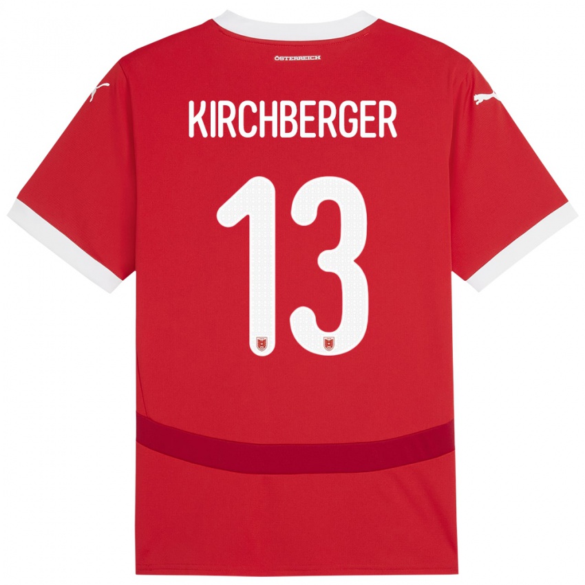 Bambino Maglia Austria Virginia Kirchberger #13 Rosso Kit Gara Home 24-26 Maglietta