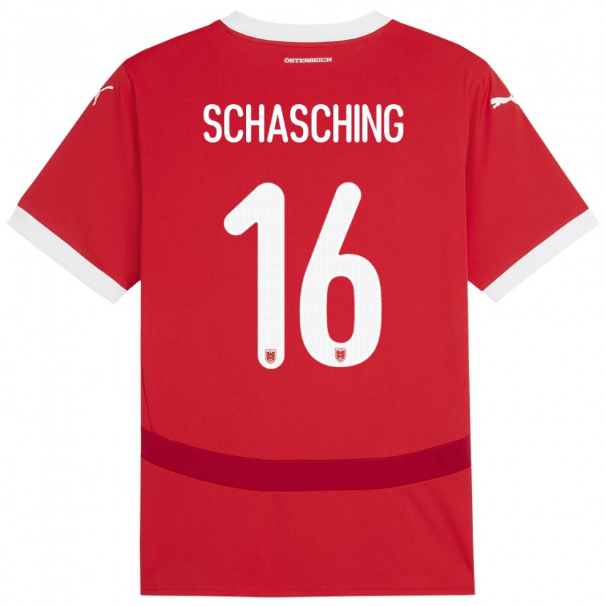 Bambino Maglia Austria Annabel Schasching #16 Rosso Kit Gara Home 24-26 Maglietta