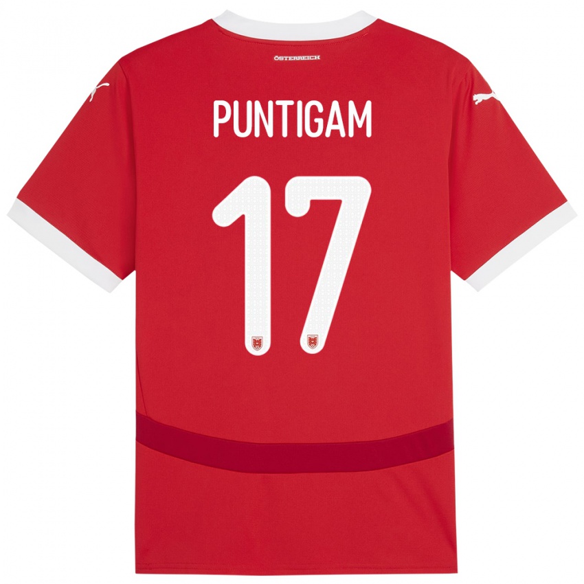 Bambino Maglia Austria Sarah Puntigam #17 Rosso Kit Gara Home 24-26 Maglietta