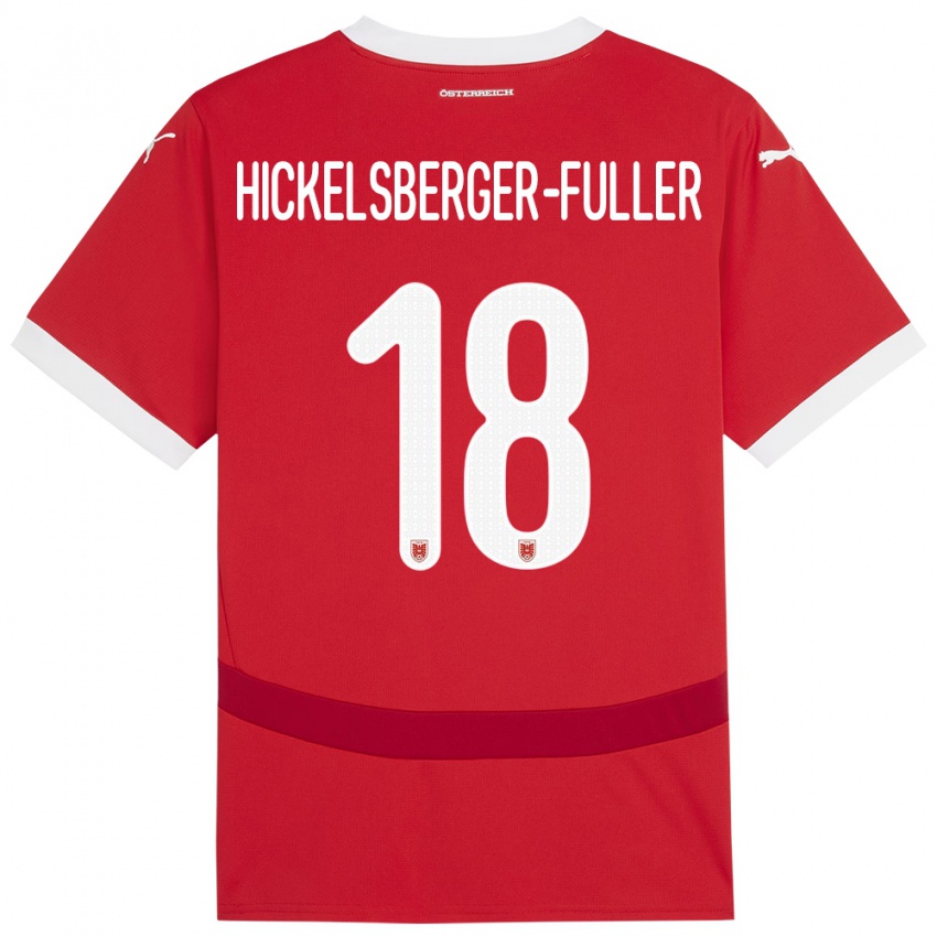 Bambino Maglia Austria Julia Hickelsberger-Füller #18 Rosso Kit Gara Home 24-26 Maglietta