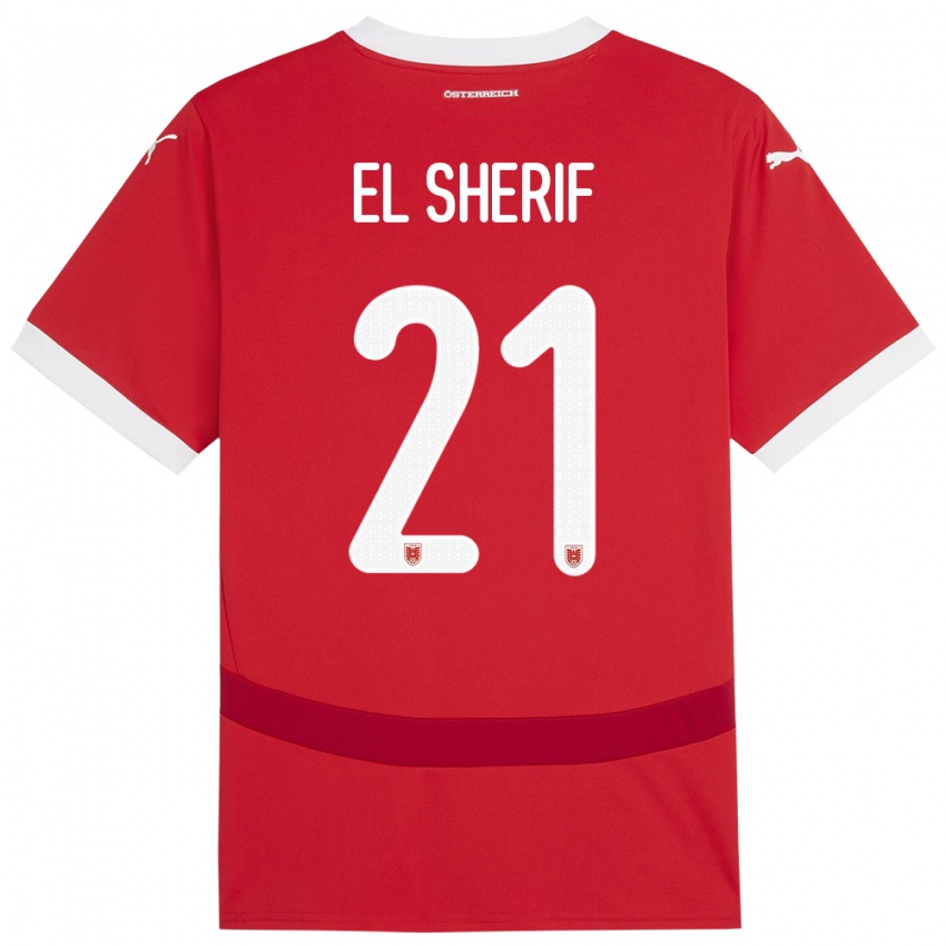 Bambino Maglia Austria Mariella El Sherif #21 Rosso Kit Gara Home 24-26 Maglietta