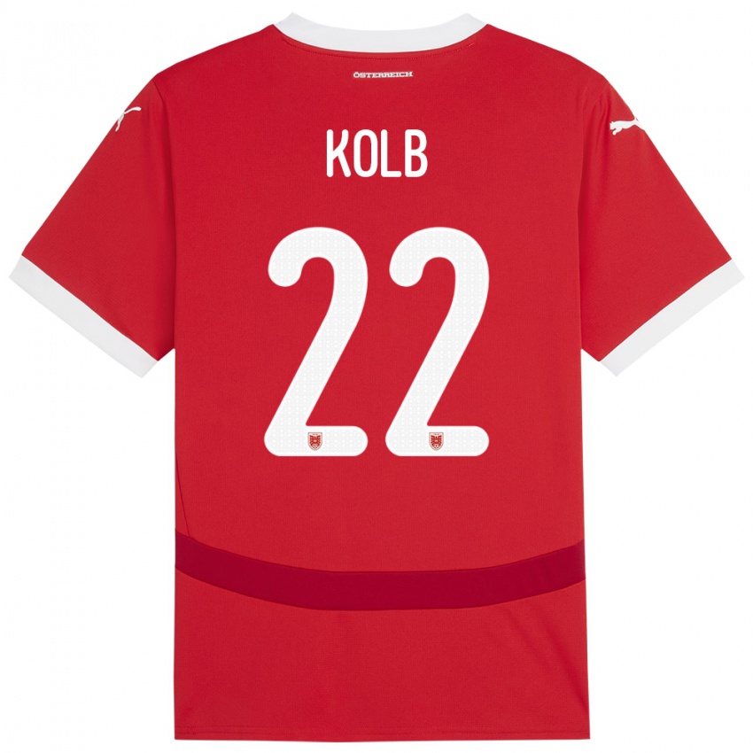 Bambino Maglia Austria Lisa Kolb #22 Rosso Kit Gara Home 24-26 Maglietta