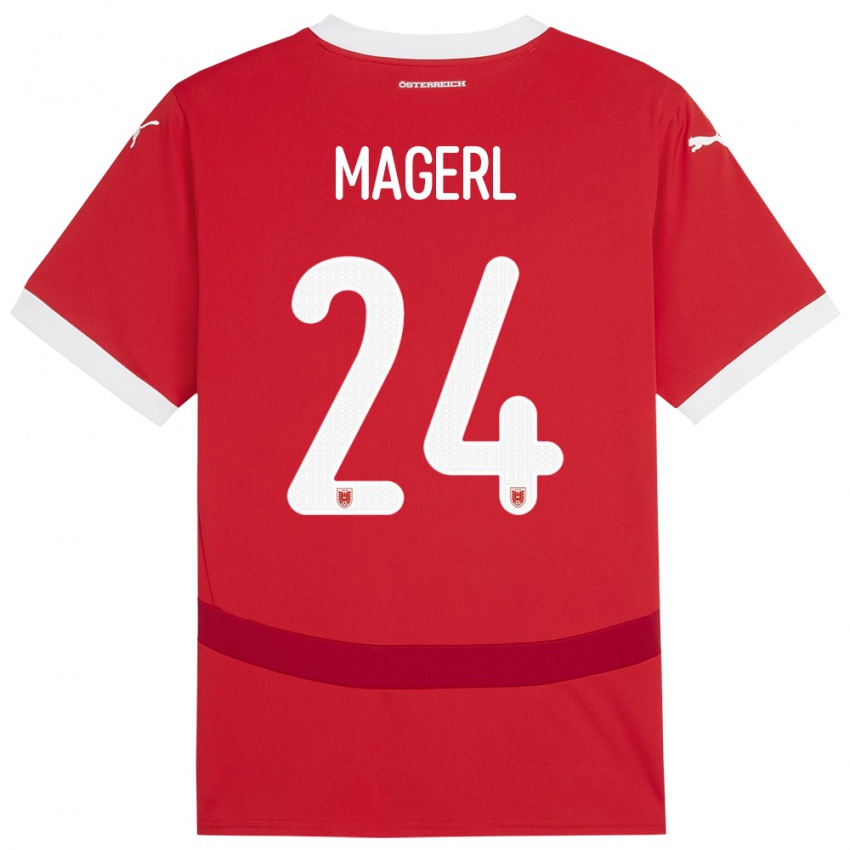 Bambino Maglia Austria Julia Magerl #24 Rosso Kit Gara Home 24-26 Maglietta