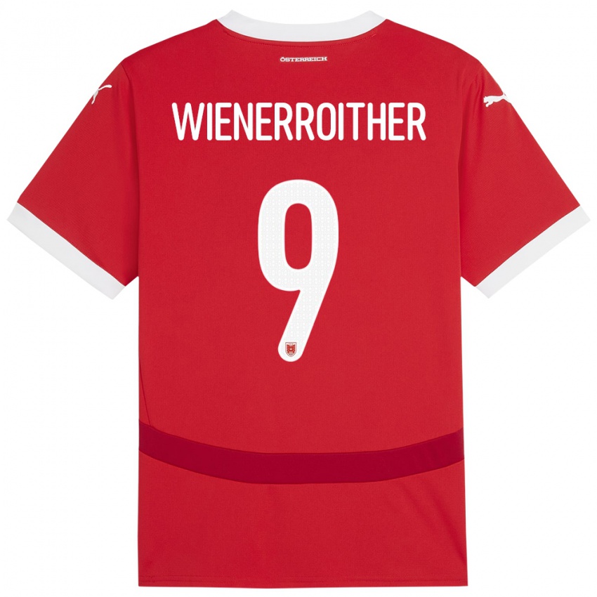 Bambino Maglia Austria Katja Wienerroither #9 Rosso Kit Gara Home 24-26 Maglietta