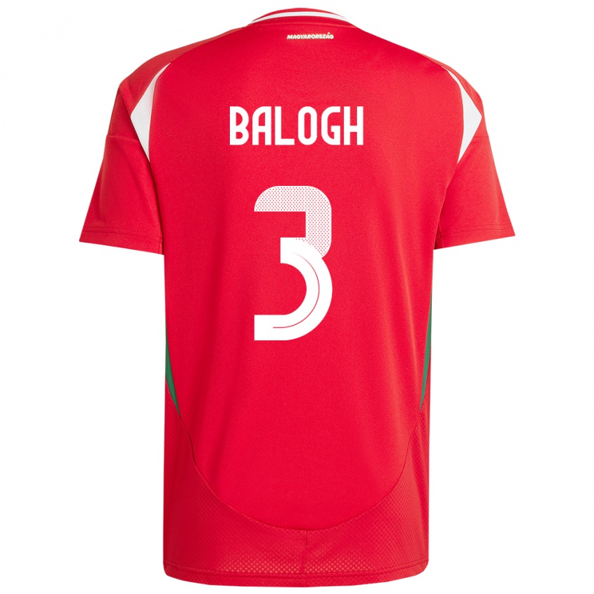 Bambino Maglia Ungheria Botond Balogh #3 Rosso Kit Gara Home 24-26 Maglietta