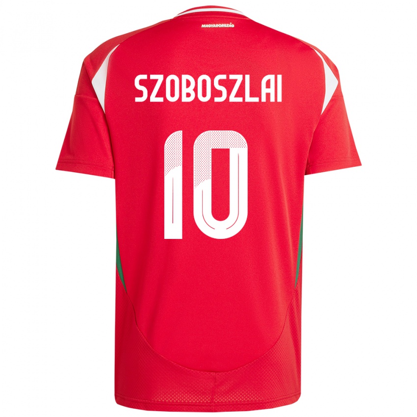 Bambino Maglia Ungheria Dominik Szoboszlai #10 Rosso Kit Gara Home 24-26 Maglietta