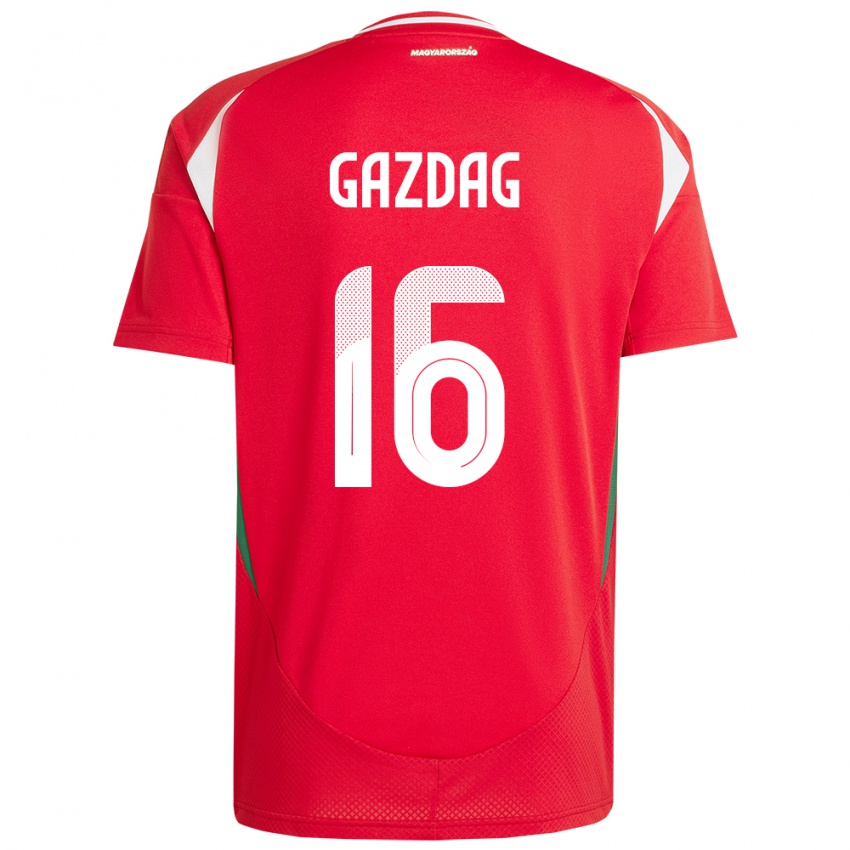 Bambino Maglia Ungheria Dániel Gazdag #16 Rosso Kit Gara Home 24-26 Maglietta