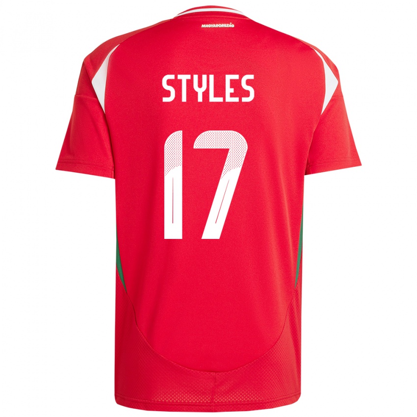 Bambino Maglia Ungheria Callum Styles #17 Rosso Kit Gara Home 24-26 Maglietta