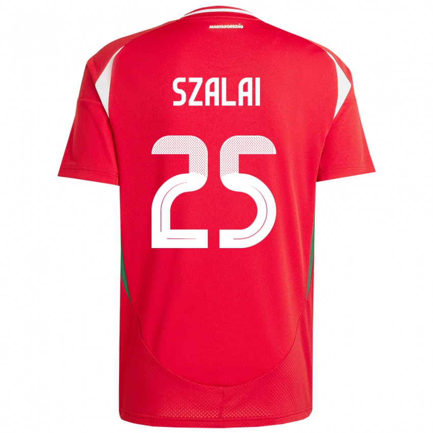 Bambino Maglia Ungheria Gábor Szalai #25 Rosso Kit Gara Home 24-26 Maglietta