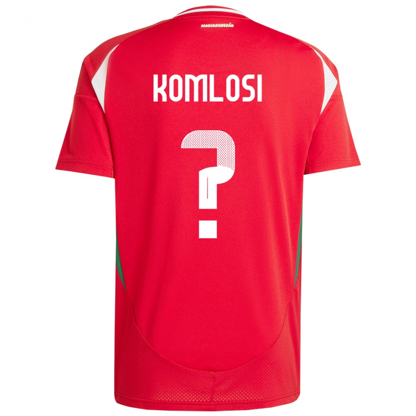 Bambino Maglia Ungheria Bence Komlósi #0 Rosso Kit Gara Home 24-26 Maglietta