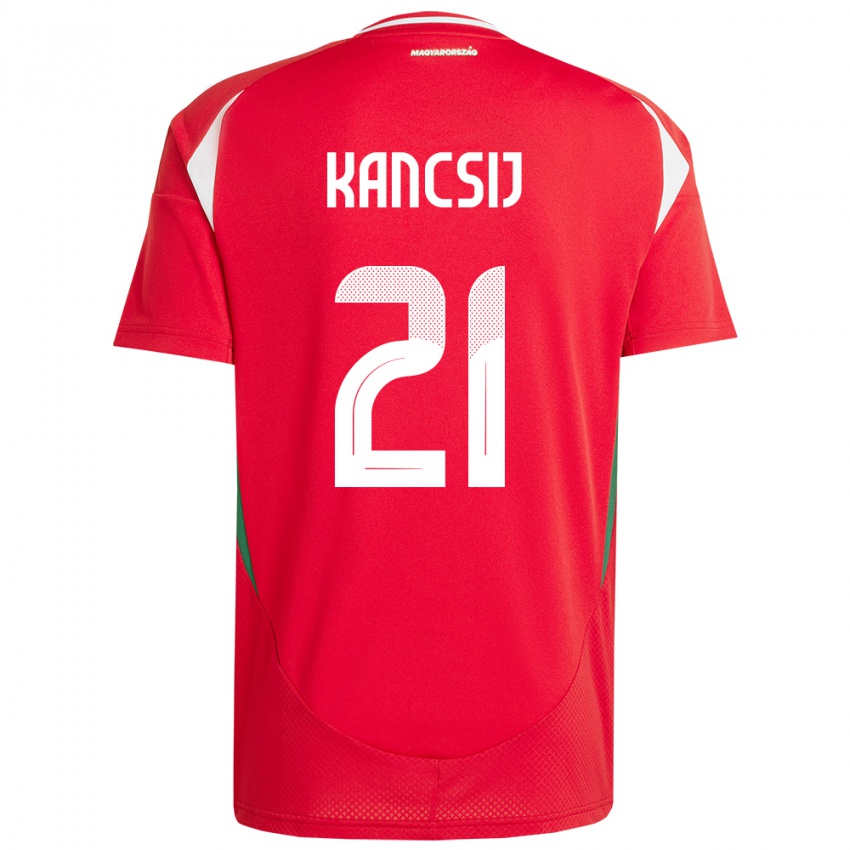 Bambino Maglia Ungheria Artúr Kancsij #21 Rosso Kit Gara Home 24-26 Maglietta