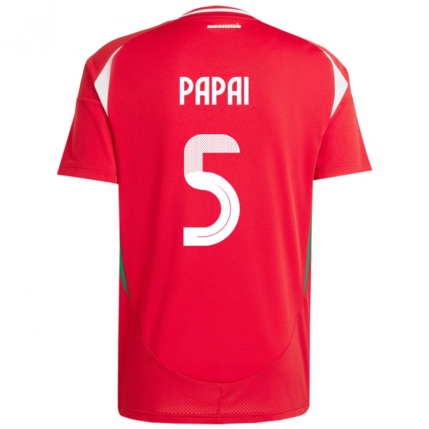 Bambino Maglia Ungheria Emőke Pápai #5 Rosso Kit Gara Home 24-26 Maglietta