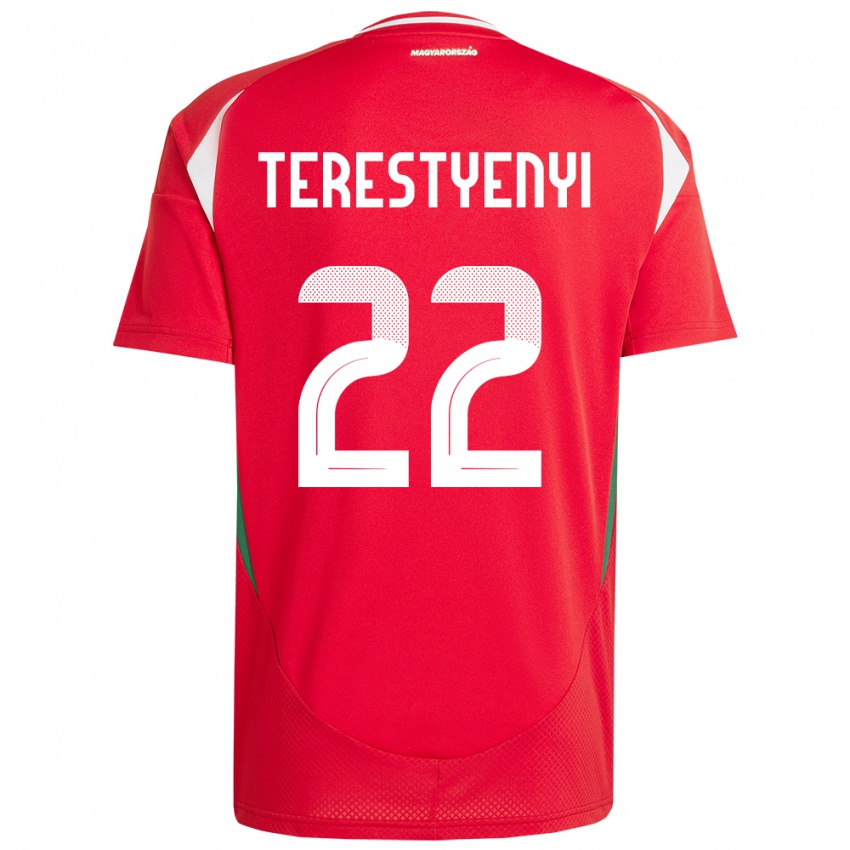 Bambino Maglia Ungheria Anna Terestyényi #22 Rosso Kit Gara Home 24-26 Maglietta