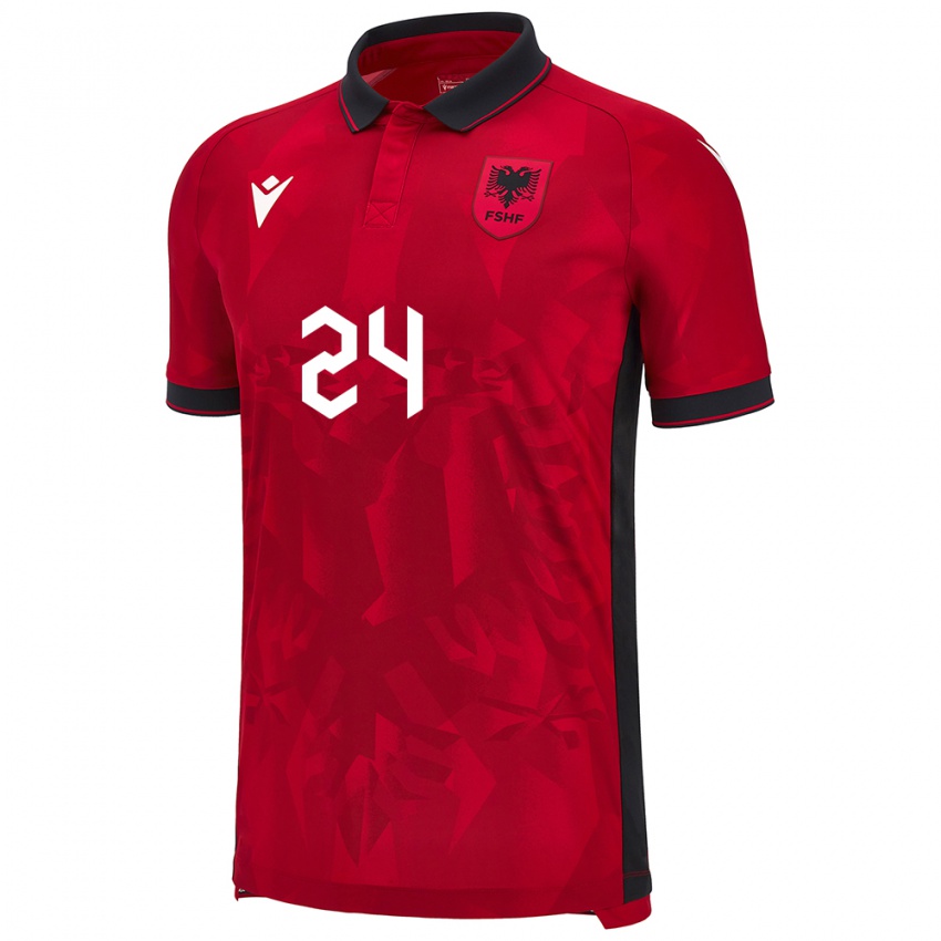 Bambino Maglia Albania Marash Kumbulla #24 Rosso Kit Gara Home 24-26 Maglietta