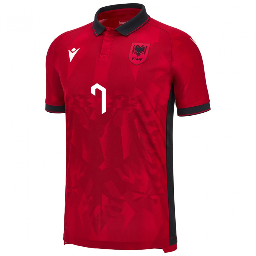 Bambino Maglia Albania Keidi Bare #7 Rosso Kit Gara Home 24-26 Maglietta