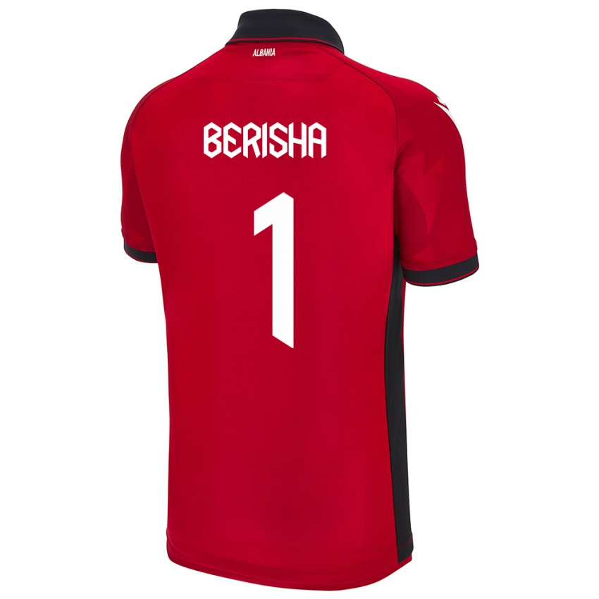 Bambino Maglia Albania Etrit Berisha #1 Rosso Kit Gara Home 24-26 Maglietta