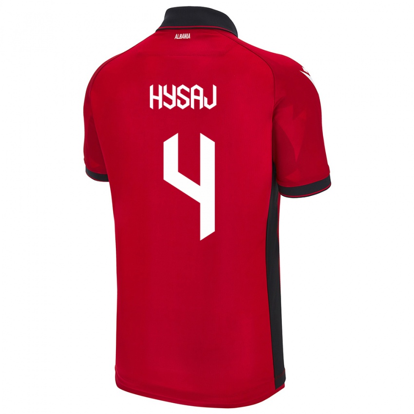 Bambino Maglia Albania Elseid Hysaj #4 Rosso Kit Gara Home 24-26 Maglietta