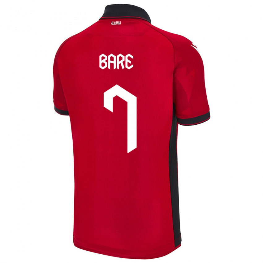 Bambino Maglia Albania Keidi Bare #7 Rosso Kit Gara Home 24-26 Maglietta