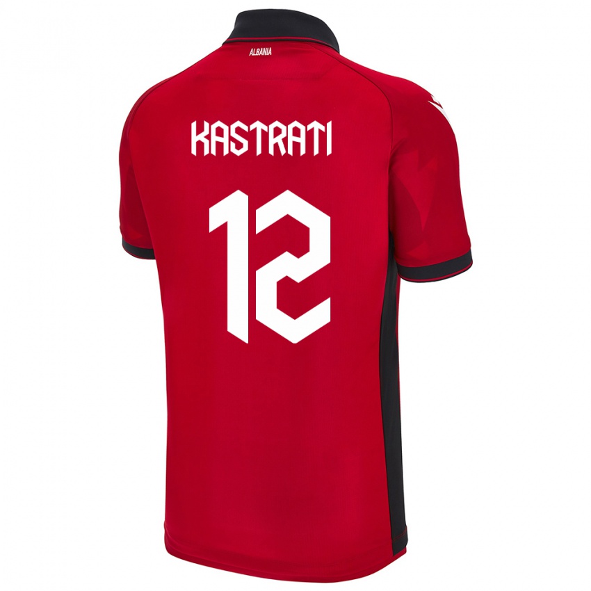 Bambino Maglia Albania Elhan Kastrati #12 Rosso Kit Gara Home 24-26 Maglietta