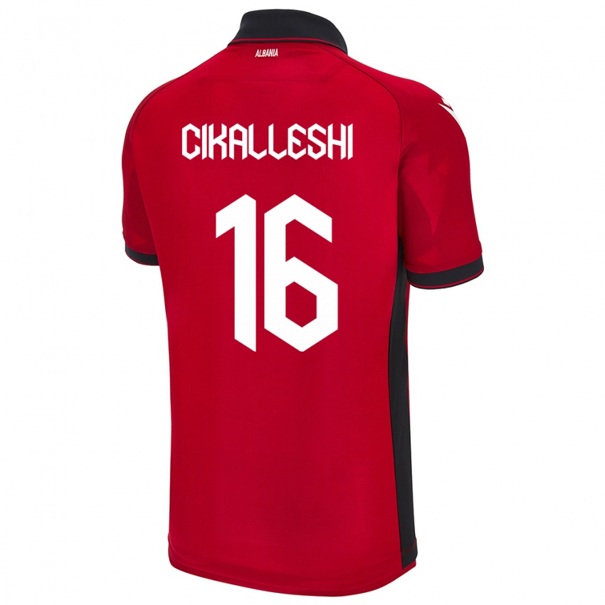 Bambino Maglia Albania Sokol Cikalleshi #16 Rosso Kit Gara Home 24-26 Maglietta