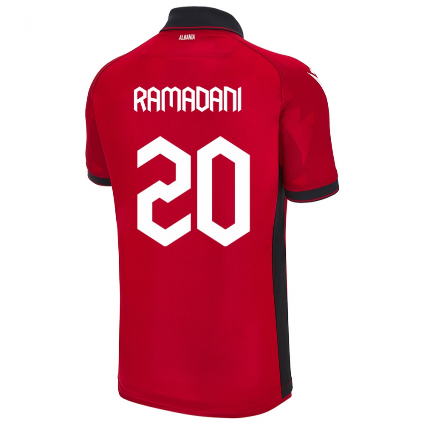 Bambino Maglia Albania Ylber Ramadani #20 Rosso Kit Gara Home 24-26 Maglietta