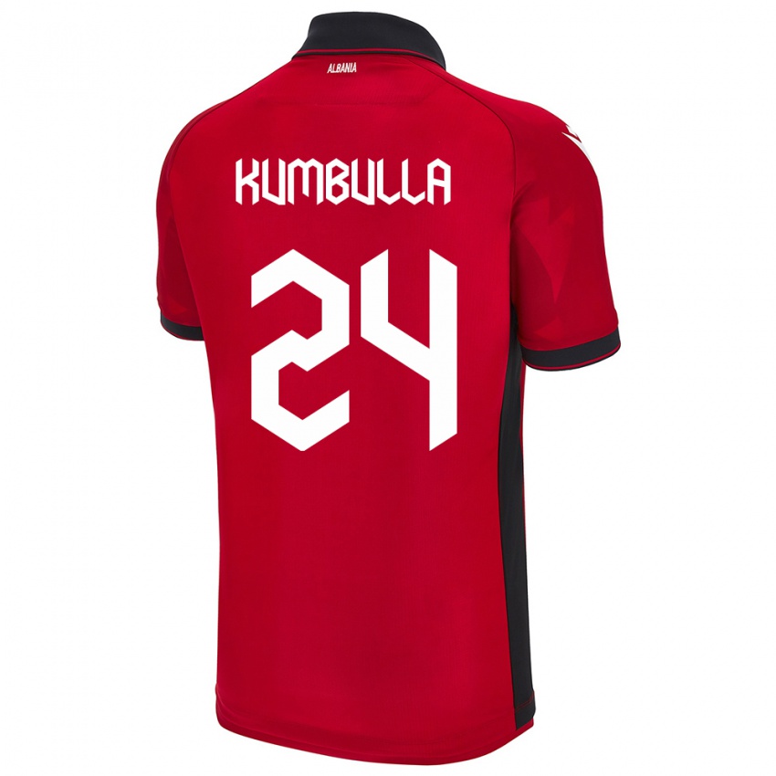 Bambino Maglia Albania Marash Kumbulla #24 Rosso Kit Gara Home 24-26 Maglietta