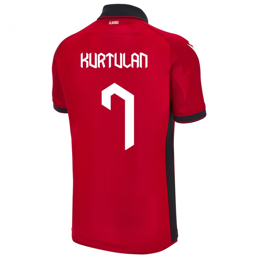 Bambino Maglia Albania Arda Kurtulan #7 Rosso Kit Gara Home 24-26 Maglietta