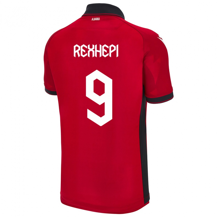 Bambino Maglia Albania Arlind Rexhepi #9 Rosso Kit Gara Home 24-26 Maglietta