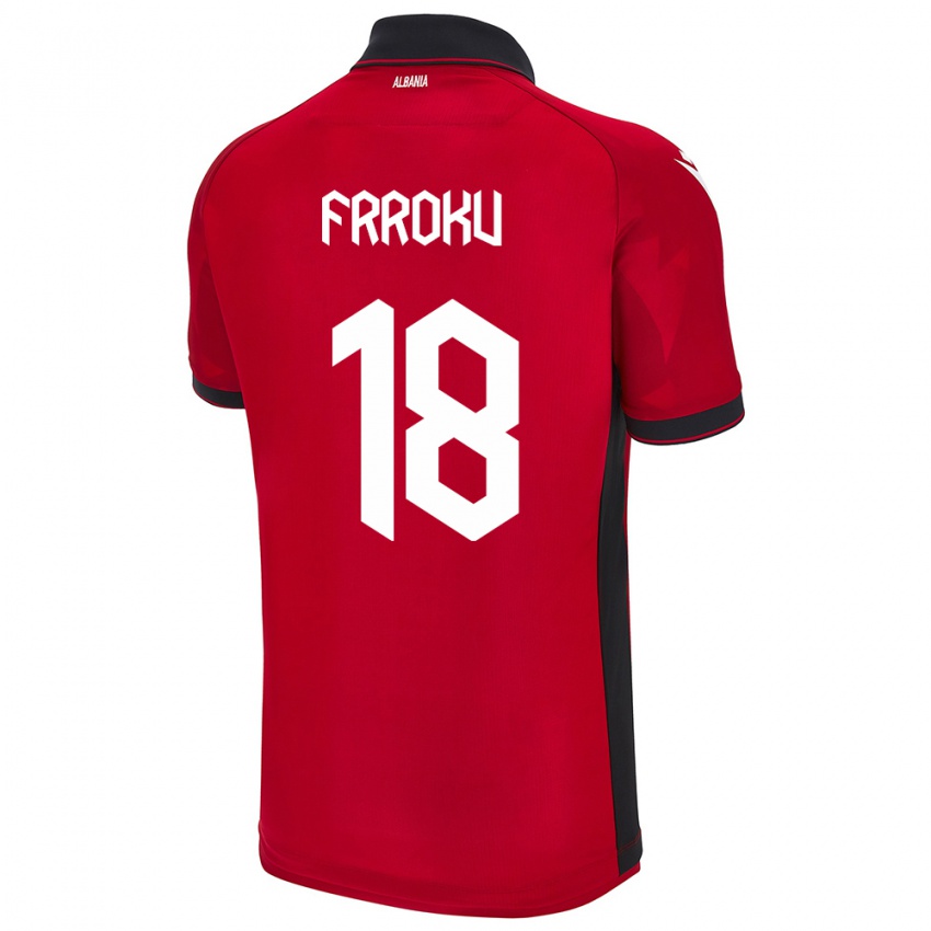 Bambino Maglia Albania Leandro Frroku #18 Rosso Kit Gara Home 24-26 Maglietta