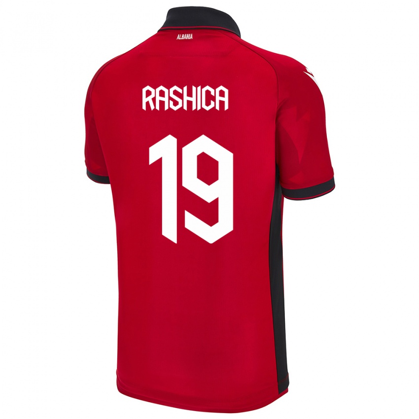 Bambino Maglia Albania Ermir Rashica #19 Rosso Kit Gara Home 24-26 Maglietta