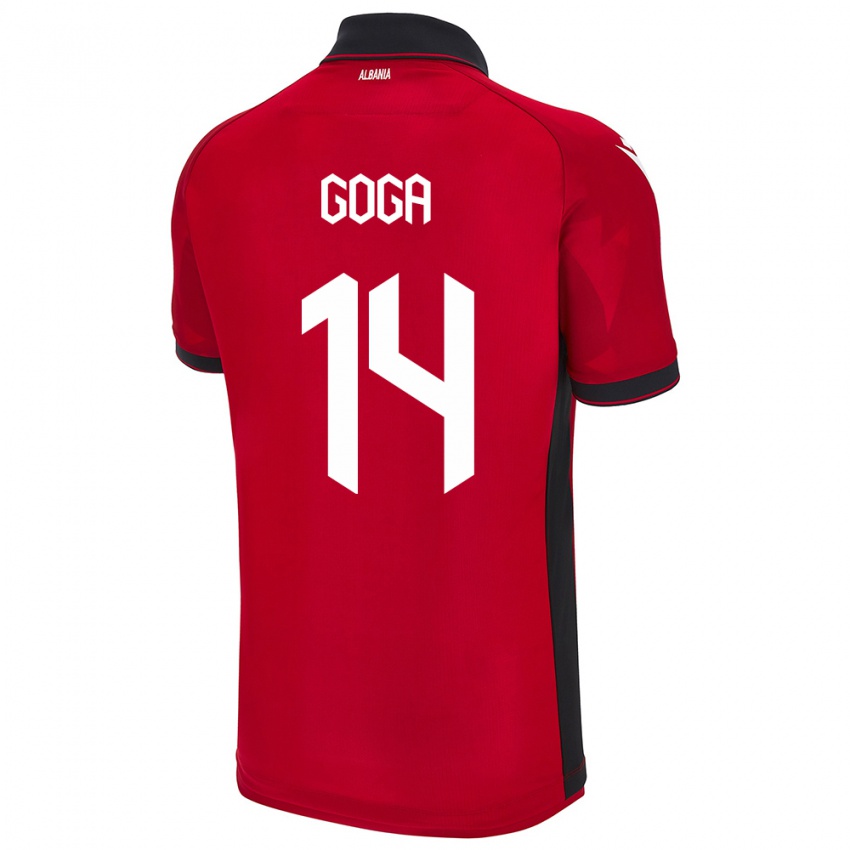 Bambino Maglia Albania Ergi Goga #14 Rosso Kit Gara Home 24-26 Maglietta