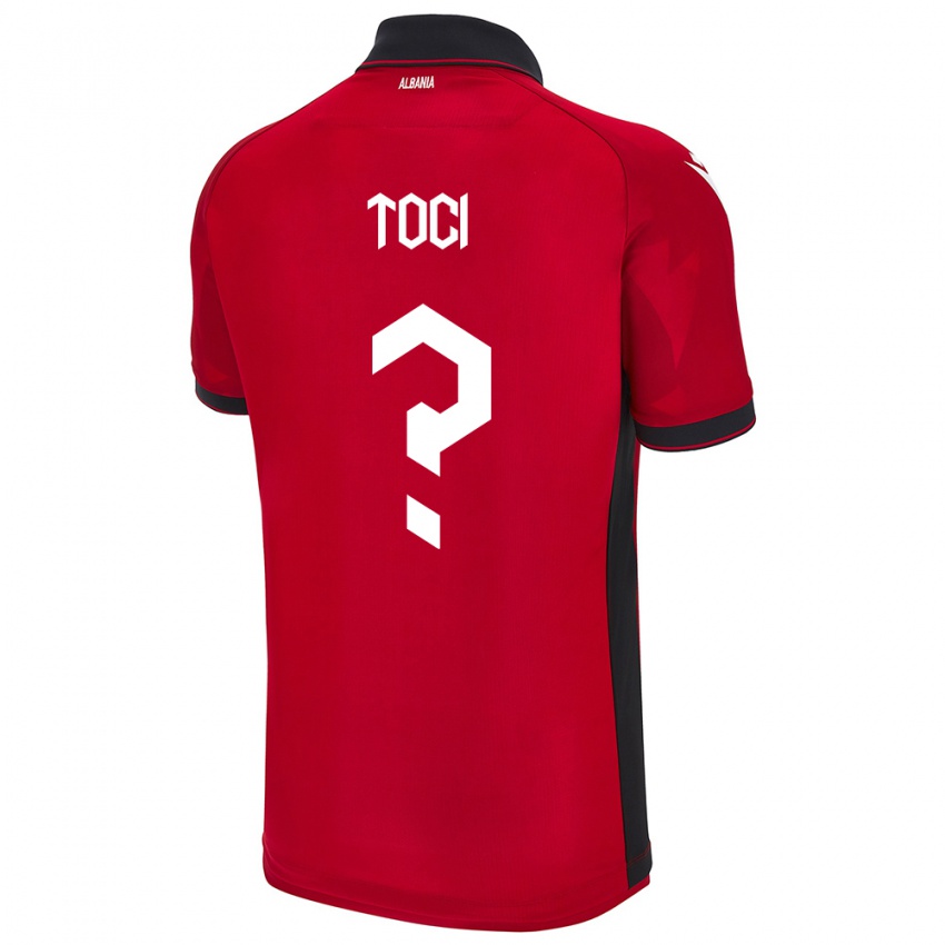 Bambino Maglia Albania Eljon Toci #0 Rosso Kit Gara Home 24-26 Maglietta